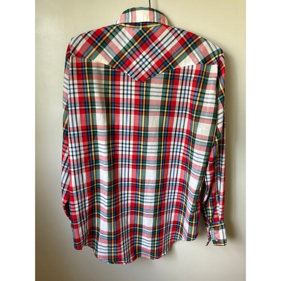 Vintage Plaid Mother of Pearl Snap Button Western Shirt - Picture 5 of 6